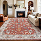 Keeko 4'x6' Vintage Floral Area Rug for Living Room, Soft Washable Low-Pile Carpet with Non-Slip Backing, Non-Shedding Oriental Distressed Farmhouse Rug for Bedroom, Dining Room, Nursery & Home Office
