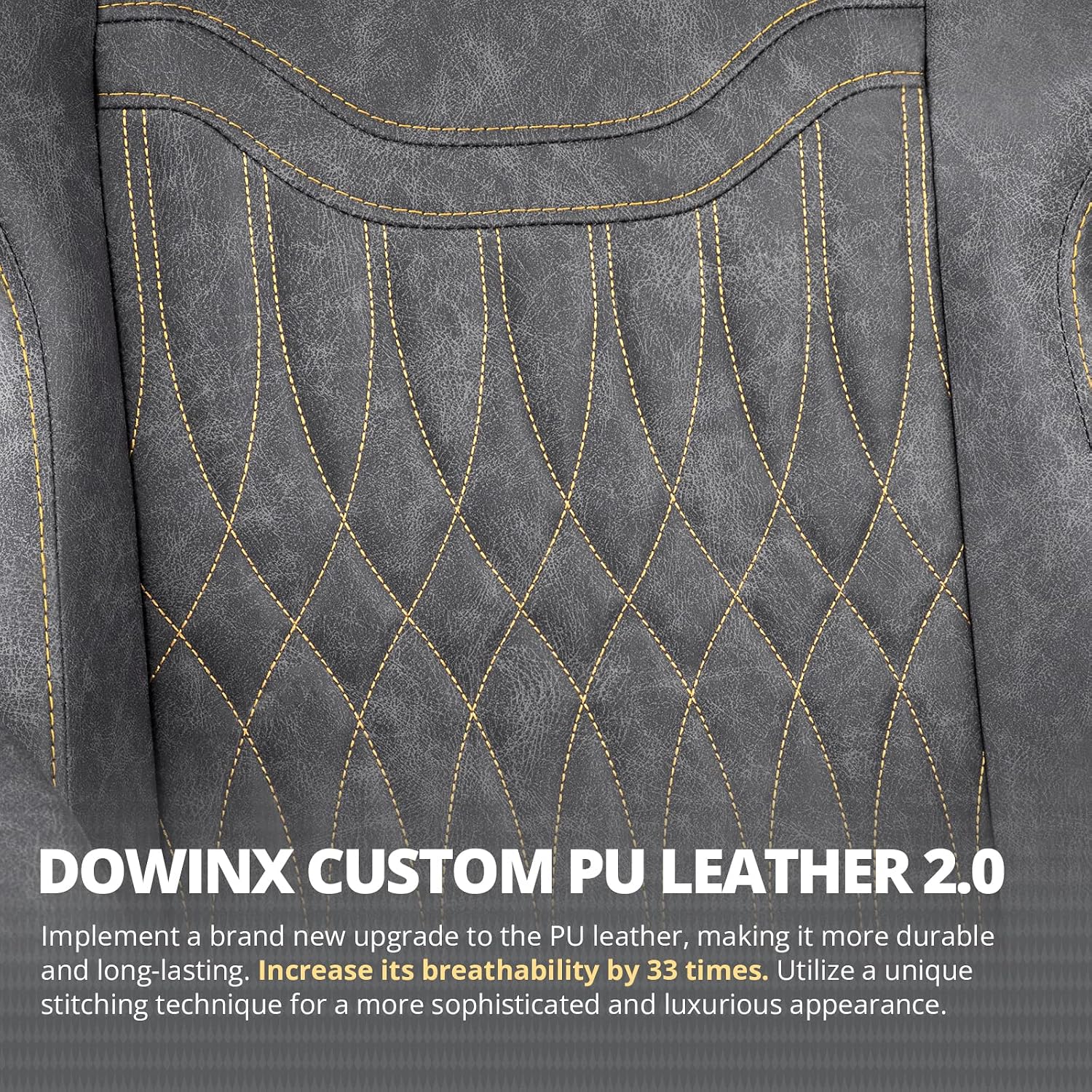 Dowinx Gaming Chair, Breathable PU Leather Gamer Chair with Memory Foam, Pocket Spring Cushion and Footrest, Big and Tall Ergonomic Reclining Computer Chair with Massage Lumbar Support, Deep Gray