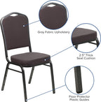 BizChair Crown Back Stacking Banquet Chair, Gray Fabric/Silver Vein Frame