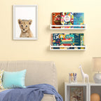 Wallniture Utah 24" Wall Bookshelf for Kids Room, White Floating Nursery Decor Book Shelves, Wood, Set of 2
