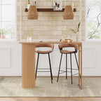 55" Long Bar Table, Fluted Wood Counter Height Pub Table, High Top Kitchen Breakfast Bar Tables with Sturdy Metal Frame, Modern Bar Height Dining Table for Bistro, Dining Room, Living Room