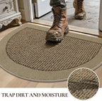 Half Circle Door Mat Indoor Entrance Welcome, Non-Slip Washable Doormat, Trap Dirt and Moisture, Low Profile Mats for Indoor Entry, 17"x30", Beige