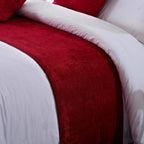 OSVINO Chenille Bed Runner Solid Breathable Modern Bedding Scarf Protection for Bedroom Hotel, Red 260X50cm for 200cm Bed