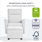 Evolur Aria Upholstered Plush Seating Glider Swivel with Ottoman in Fog Grey, Greenguard Gold Certified Modern Nursery Chair with Side Pockets, Tool-Free Assembly, Easy to Clean