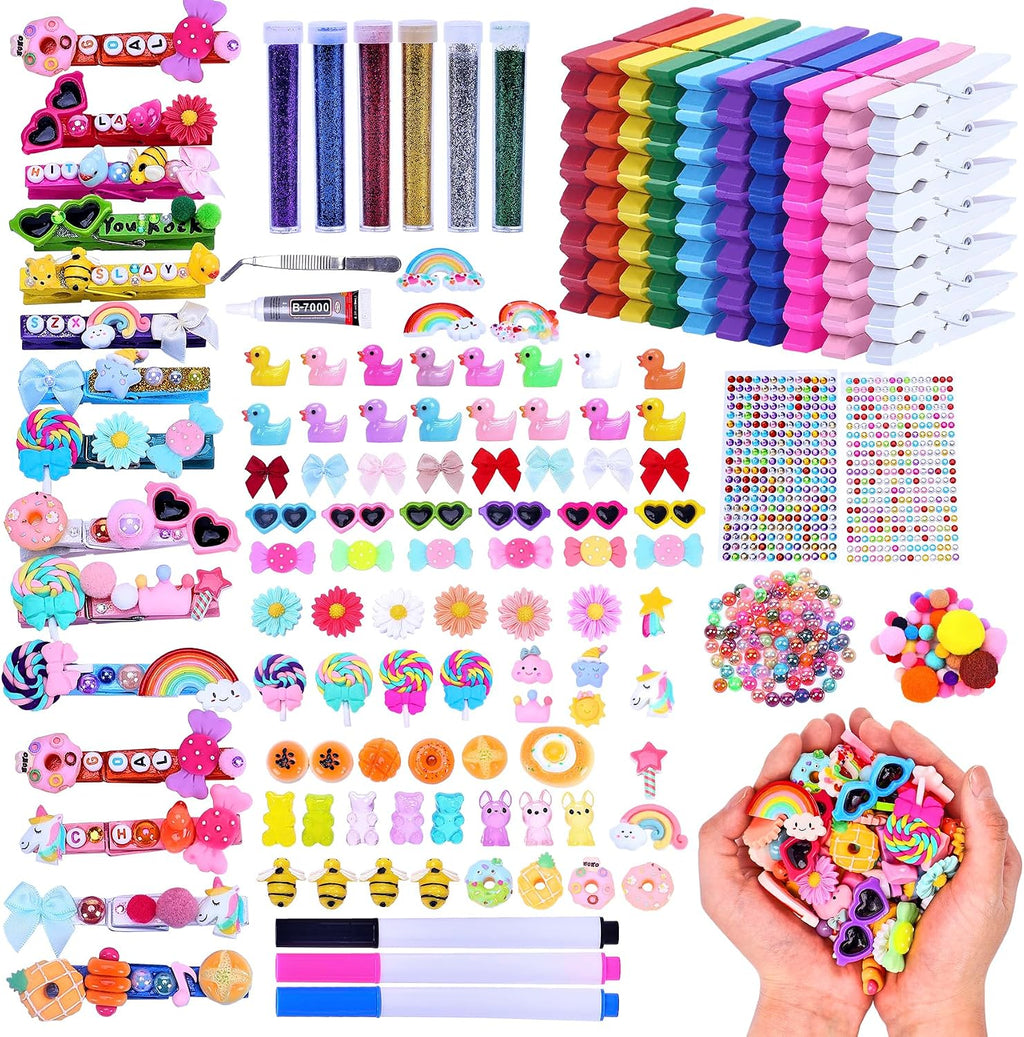 70 Set Cheer Pins & Spirit Clips Wooden Clothespins with 106 Mini Resin Animals and Bows for Backpacks,Cheerleaders, Volleyball Accessories & Decorations,Cheer Gifts Bulk (Colorful)
