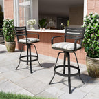 Pellebant Outdoor Bar Stools Set of 4 with Sunbrella Cushion, 29.5" Aluminum Swivel Bar Height Stool Chairs with Back & Footrest, Rust-Proof Patio Bartools for Deck Lawn Garden,Milano Char