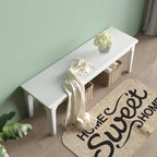 Dining Bench Wood Solid Oak Wooden Bed End＆Entryway Bench for Bedroom Living Room Kitchen(White)