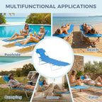 Folding Tanning Chair with Face Hole Set of 2, 3-Position Adjustable Patio Lounge Chair, Outdoor Sunbathing Chaise with Pillow, Portable Lightweight for Beach Pool Lawn Yard, Blue