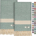 EPHESUS TOWELS Turkish Hand Towels - Set of 2 | 18" x 30" Decorative Boho Guest Bath Towel for Bathroom, Kitchen, Face, Hair, Tea, Dishcloth (Diamond, Mint)