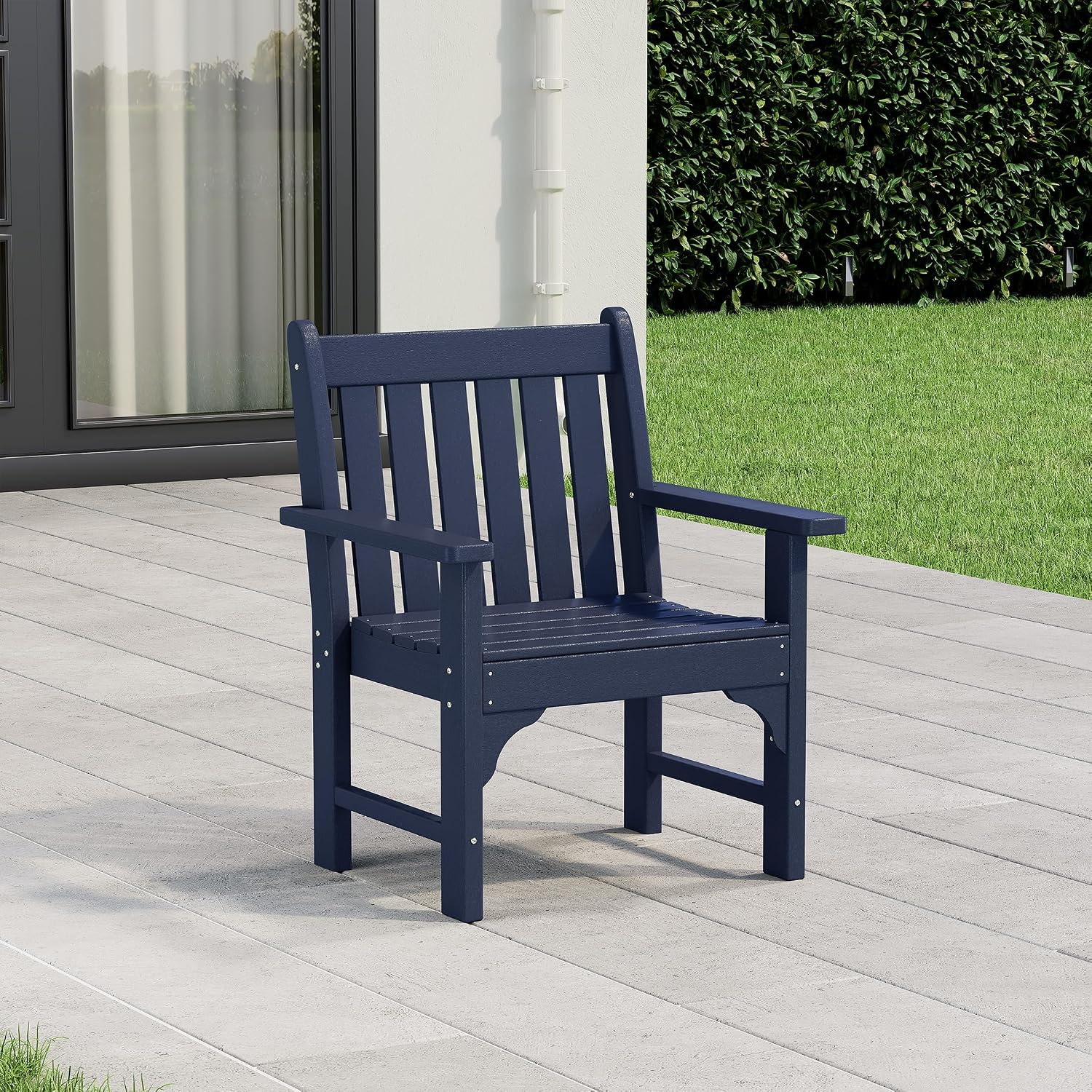 WestinTrends Malibu Outdoor Patio HDPE Adirondack Dining Arm Chair, Navy Blue