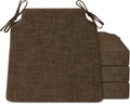 2.5 Inch Thick Dining Chair Cushions Set of 4 with Ties Non-Slip 16.5" x 16" Seat Cushions with Machine Washable Cover Comfy D-Shaped Kitchen Chair Pads Brown