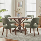 VKNOW Wooden Dining Chairs Set of 2, Modern Fabric Upholstered Dining Room Chair Kitchen Chairs, Farmhouse Dinner Chair for Kitchen Dining Room, Green