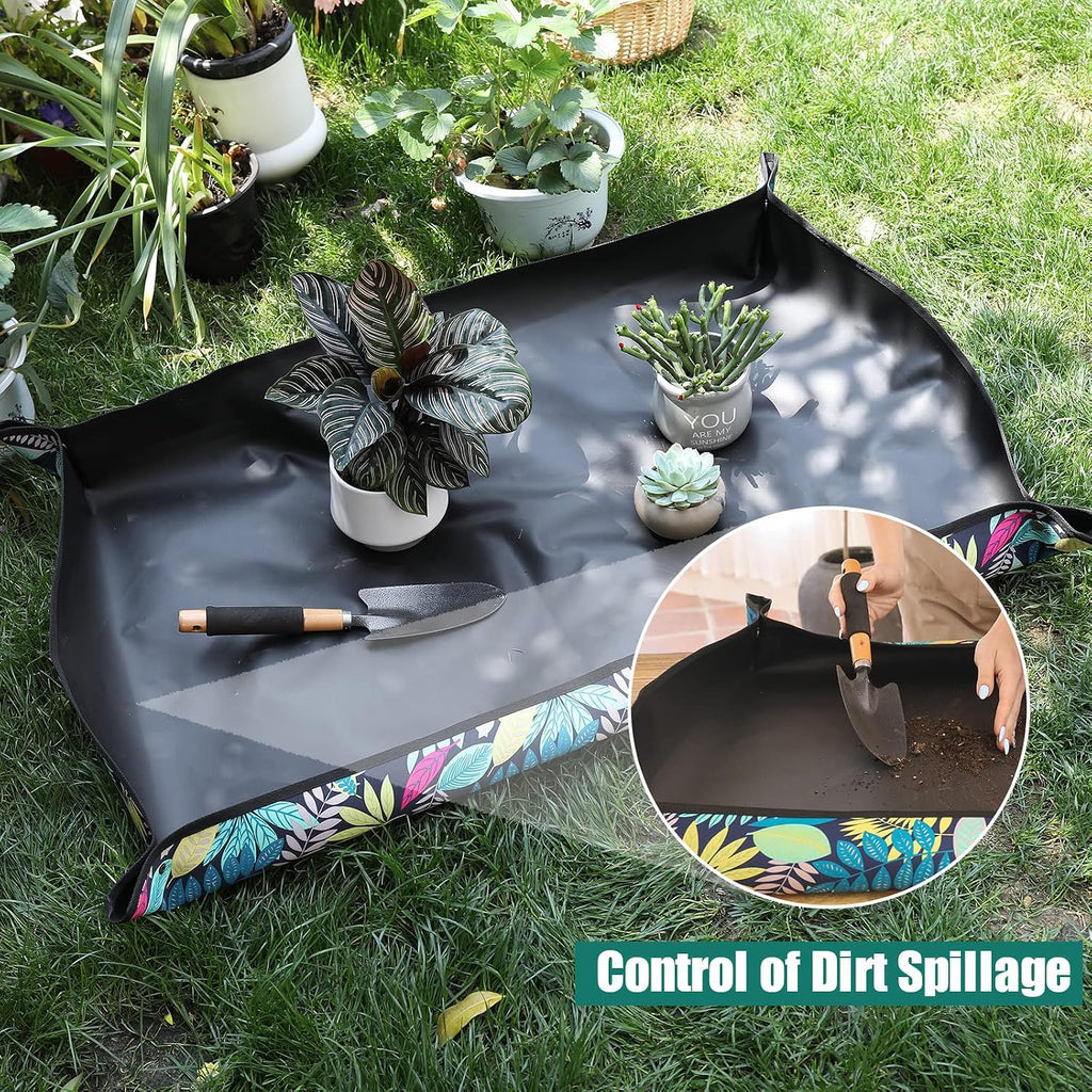 Plant Repotting Mat for Plants, Gardening Hand Tools for Gardeners, Oxford Printed Cloth, 29.5x29.5in(75x75cm)