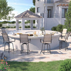 UDPATIO Outdoor Swivel Bar Stools Set of 4,Outdoor High Bistro Stools with Waterproof Textile Fabric,Armrest,Footrest,All Weather Bar Height Patio Chairs for Poolside, Garden, Backyard,Brown
