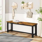 Recaceik Dining Benches - Pair of 2 Industrial Benches for Dining Room, Kitchen, Entryway, Bedroom - 39 Inch, Rustic Brown Metal Legs, Easy to Assemble