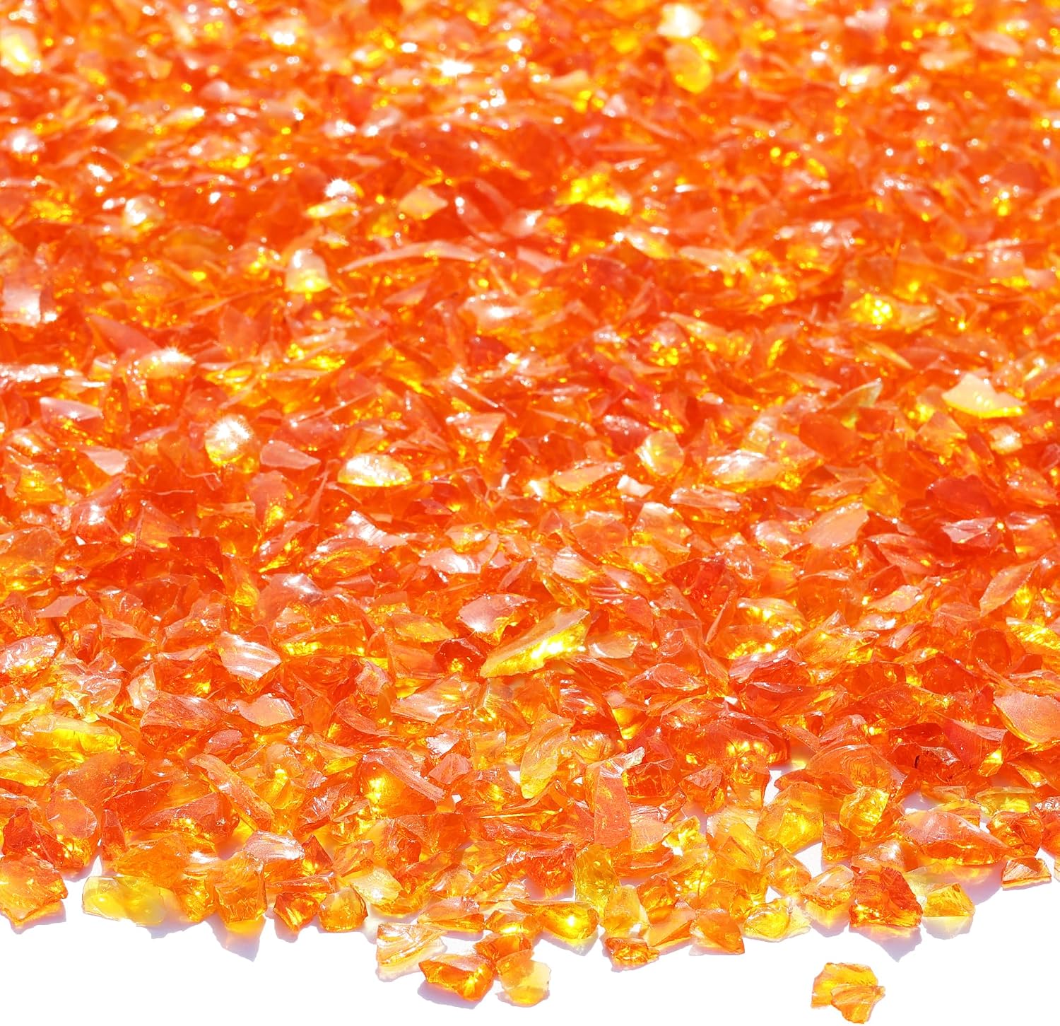 QYGL Crushed Glass - 2.1LB Orange Broken Glass Pieces 3-6mm, for Resin Art, DIY Crafts, Home Decor, Vase Fillers, Tabletop Fire Pit, and Aquarium Rocks