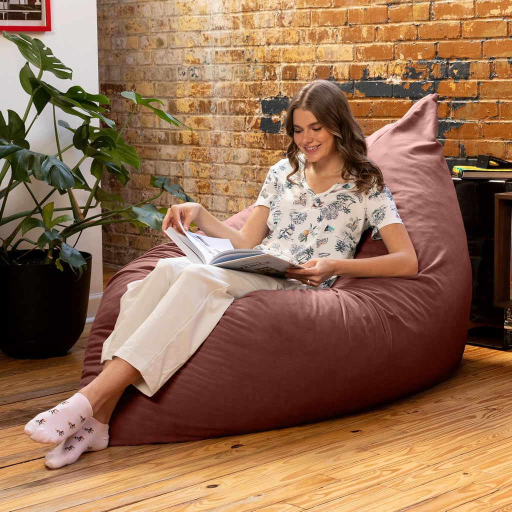 Jaxx Pillow Saxx 5.5-Foot Décor Bean Bag Giant Floor Pillow Lounge, Lush Velvet Mauve