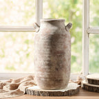 Large Flower Vase Home Decor - Tall Ceramic Farmhouse Rustic Table Vases with Handle Living Room Decoration Decorative Modern Pottery for Floor Kitchen Shelf Coffee Dining Desk Fireplace (12" Retro)