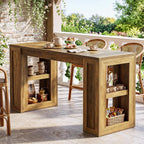 Tribesigns 70.87-Inch Extra Long Bar Height Table, Farmhouse Bar Table with Open Storage Shelves, Rectangular High Top Pub Tables for Kitchen, Dining Room, Living Room, Basement, Bistro, Rustic Brown