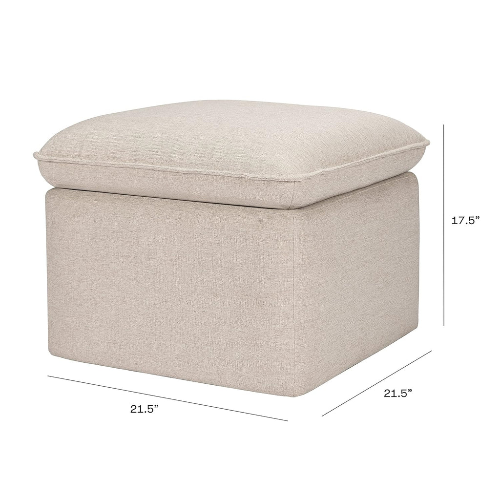 Babyletto Cali Storage Ottoman in Performance Beach Eco-Weave, Water Repellent & Stain Resistant, Greenguard Gold Certified and CertiPUR-US® Certified