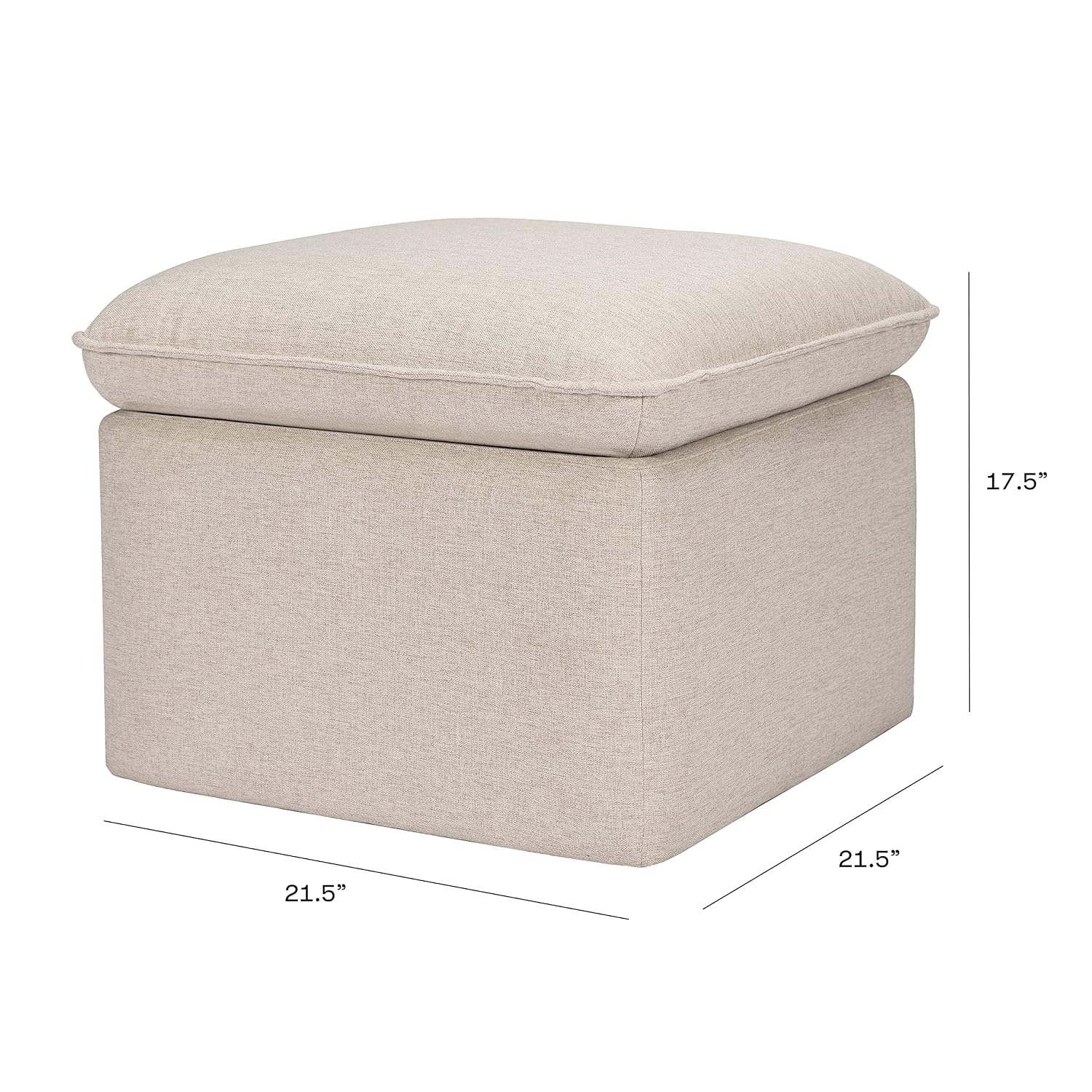 Babyletto Cali Storage Ottoman in Performance Beach Eco-Weave, Water Repellent & Stain Resistant, Greenguard Gold Certified and CertiPUR-US® Certified