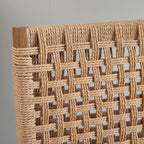 Linon Bennett Natural Folding Chair with Woven Rope Back and Linen Upholstered Seat Set of 2