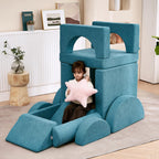 jela Couch 14PCS Luxury, Floor Sofa Modular Furniture for Adults,Kids. Playhouse Play Set for Toddlers Babies, Modular Foam Play Couch, Modular Sectional Sofa (Teal, 57"x28"x18")