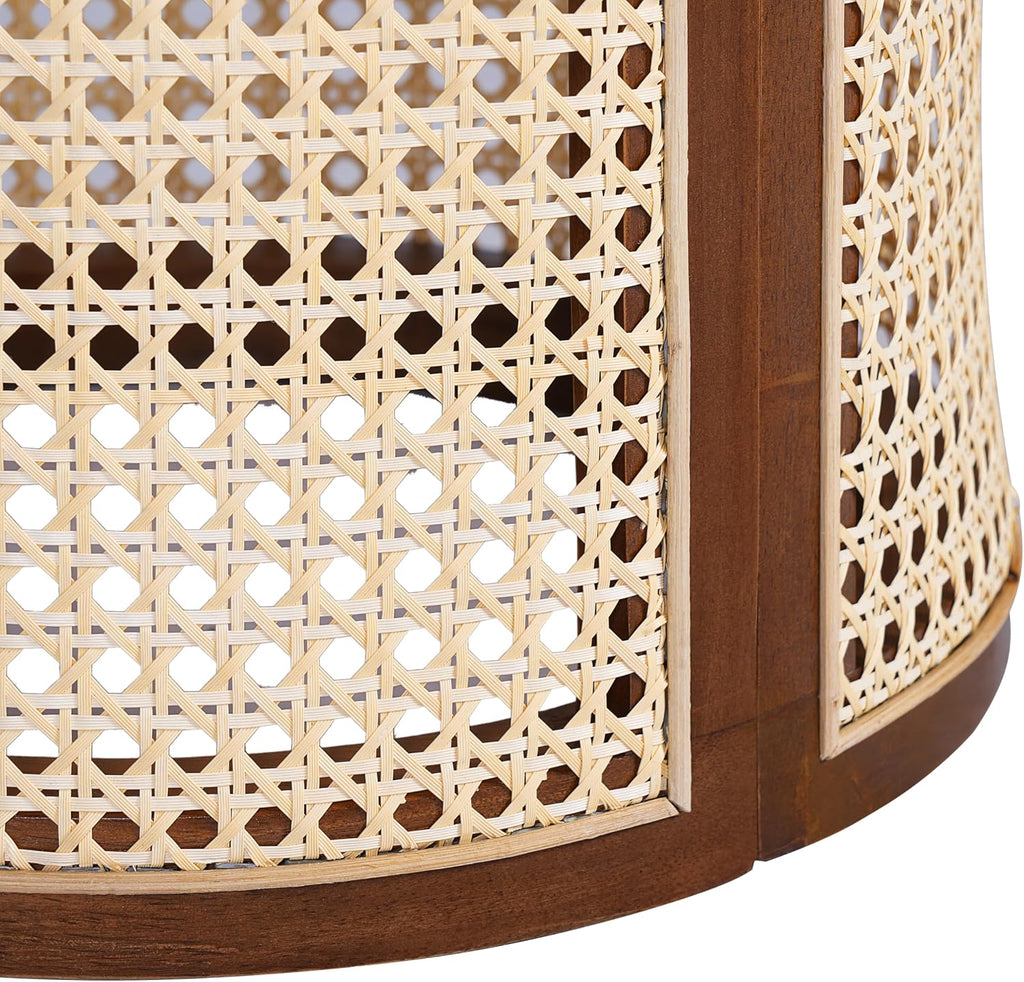 ø15.7'' Round Rattan Side Table End Table, Hollow Woven Nightstand with Lift-Off Lid Storage, Modern Framhouse Countryside Boho Circle Style for Living Room, Easy Assembly, Dark Brown
