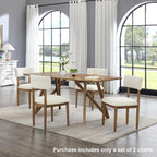 Roundhill Furniture Ellis Boucle Upholstered Dining Chairs, Set of 2, White/Natural Oak