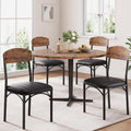 Jocoevol Dining Chairs Set of 4 - Upholstered Dining Room Chairs with PU Leather, Industrial Kitchen Chairs with Wooden Backrest and Thickened Metal Legs, for Dining Room, Living Room (Vintage)
