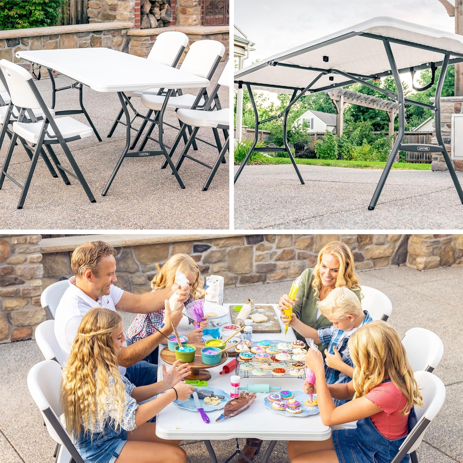 Lifetime 6-Foot Fold in Half Table, Light Commercial, White Granite