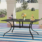 Incbruce Patio Dining Table, 60" x 36" Rectangle Metal Steel Slat Table, with 1.57" Umbrella Hole, for Backyards, Porches, Gardens or Poolside