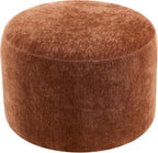 Upholstered Round Ottoman, Modern Small Footstool with Soft Padded Seat & Solid Wood Frame, Multifunctional Vanity Stool Accent Seat for Living Room, Bedroom, Entryway, Orange-Brown Chenille