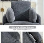 CANMOV Swivel Rocker Recliner, Manual Recliner Chair for Adults, Nursery Glider Rocking Chair with 2 Bolster Pillows and Hidden Storage, Dark Grey