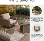 Signature Design by Ashley Carmel Bay Casual Weather and UV Resistant Outdoor Swivel Lounge with Cushion, Light Brown & Beige