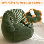 MAXYOYO Kids Bean Bag Chair, Comfy Bean Bag Sofa with Back Support, Faux Fur Cute Chair for Boys and Girls, Stuffed Floor Sofa for Nursery, Bedroom, Green