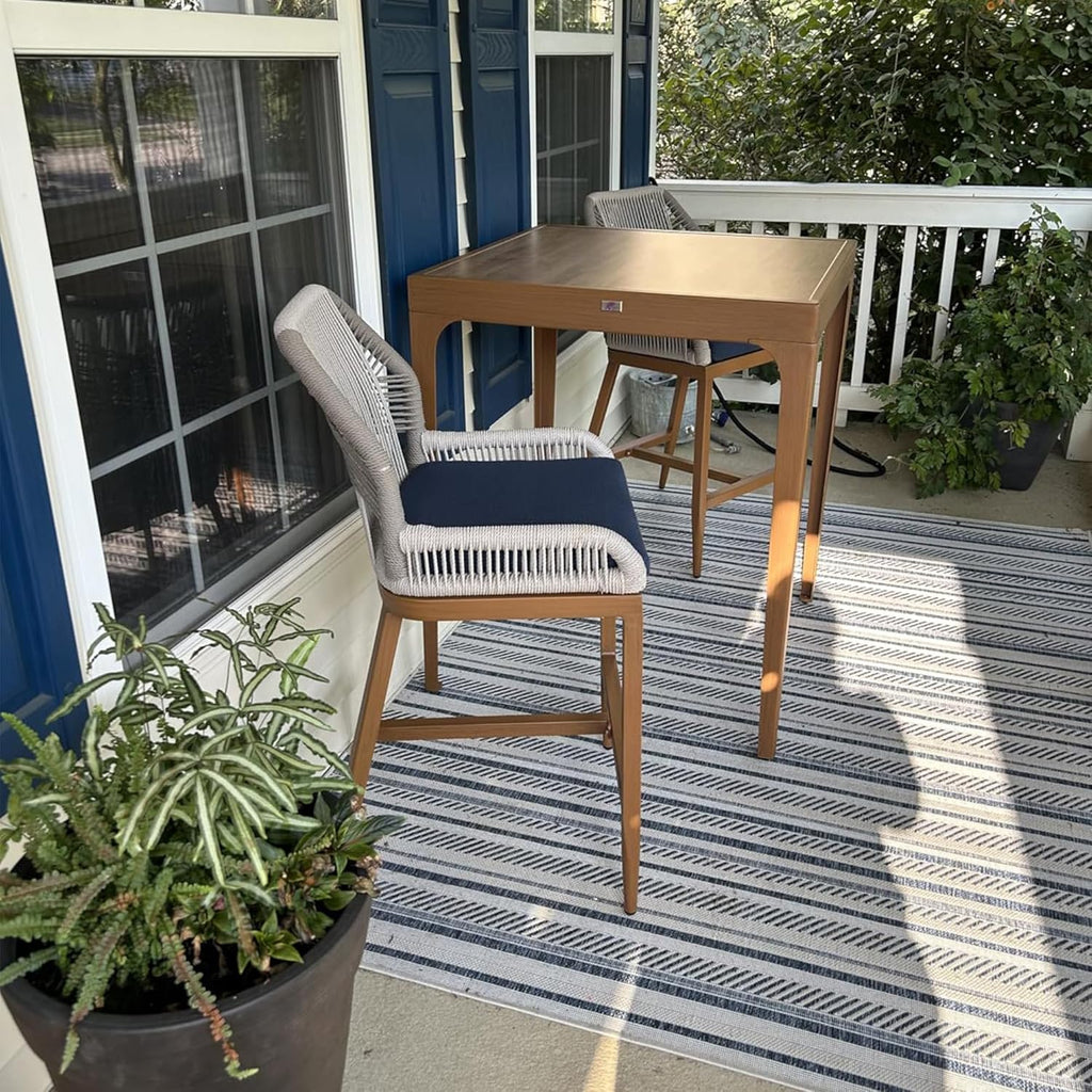 PURPLE LEAF Patio Sunbrella Counter Height Bar Stools 24" H Set of 2 Modern Rattan Bar Chairs Aluminum Stool Outdoor Wicker Barstools with Back and Cushion for Garden Kitchen Island