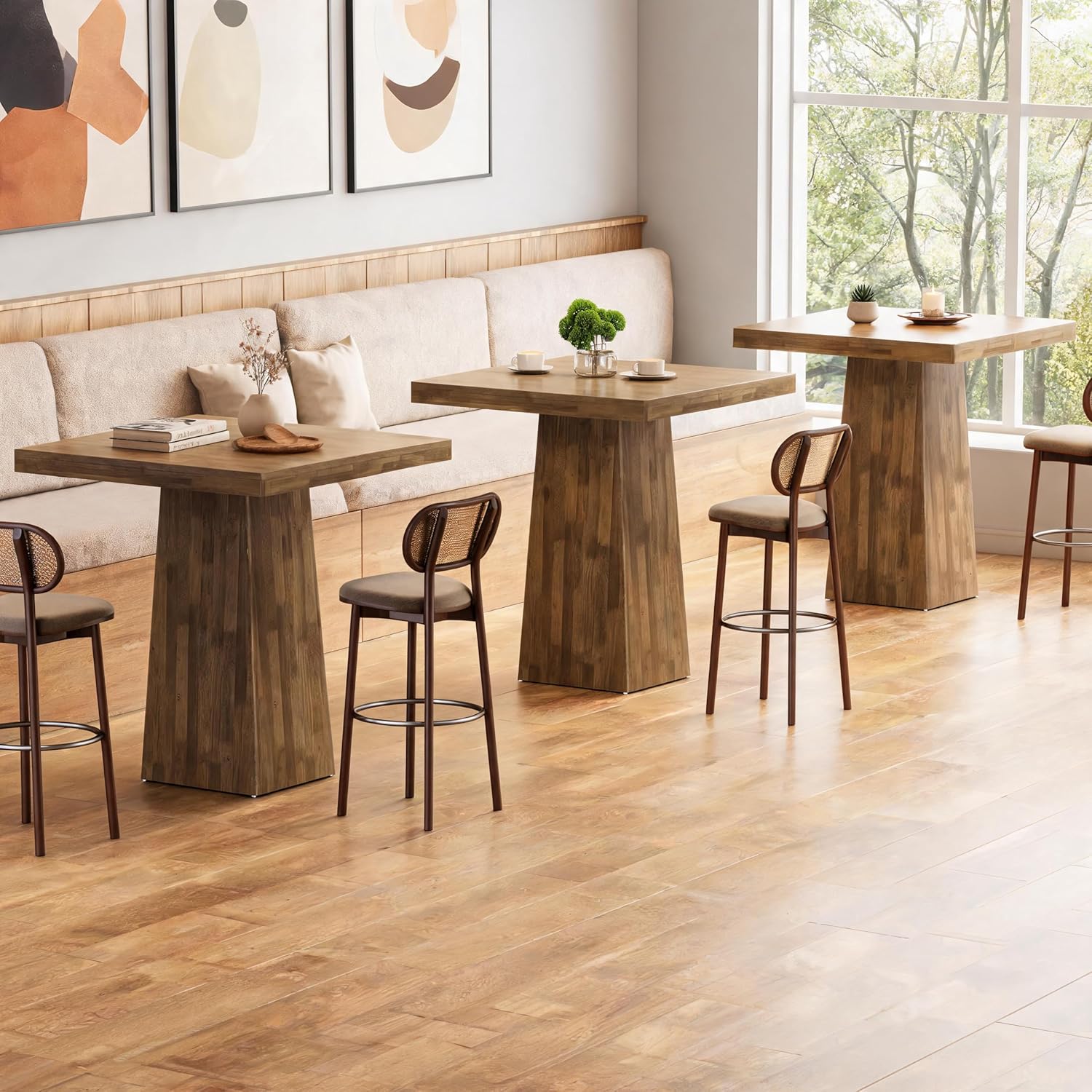 Tribesigns 39.4" H Square Bar Table, Industrial High Top Pub Cocktail Table, Wooden Home Bar Unit for Bistro, Kitchen, Dining Room, Coffee, Small Space (Table Only)
