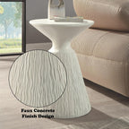 ø16'' Faux Concrete Cement Round Side Table End Table for Living Room, Modern Contemporary Minimalist White Finish Style, Fiber Concrete Material, No Assembly, White
