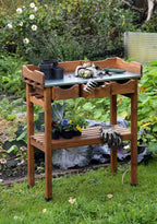 dobar 29030e Handy Planting Table with 3 Drawers and 2 Shelves Made from Waterproofed Pine 80 x 40 x 90 cm