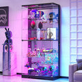 Glass Display Cabinet with RGB Lights,10-Tiers Curio Dispaly Cabinet with Human Body Sensor, Frameless Tall China Cabinets for Collectibles, Locking Showcase Cabinets with Shelf for Living Room