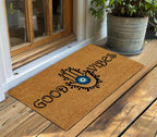 Croft&Cane Welcome Doormat – Non Slip Coco Coir Door Mat - Good Vibes Evil Eye Dirt Trapping Entryway Mat - Low Profile Indoor Outdoor Front Door Mat for Patio, Porch & High Traffic Areas - 17 x 30