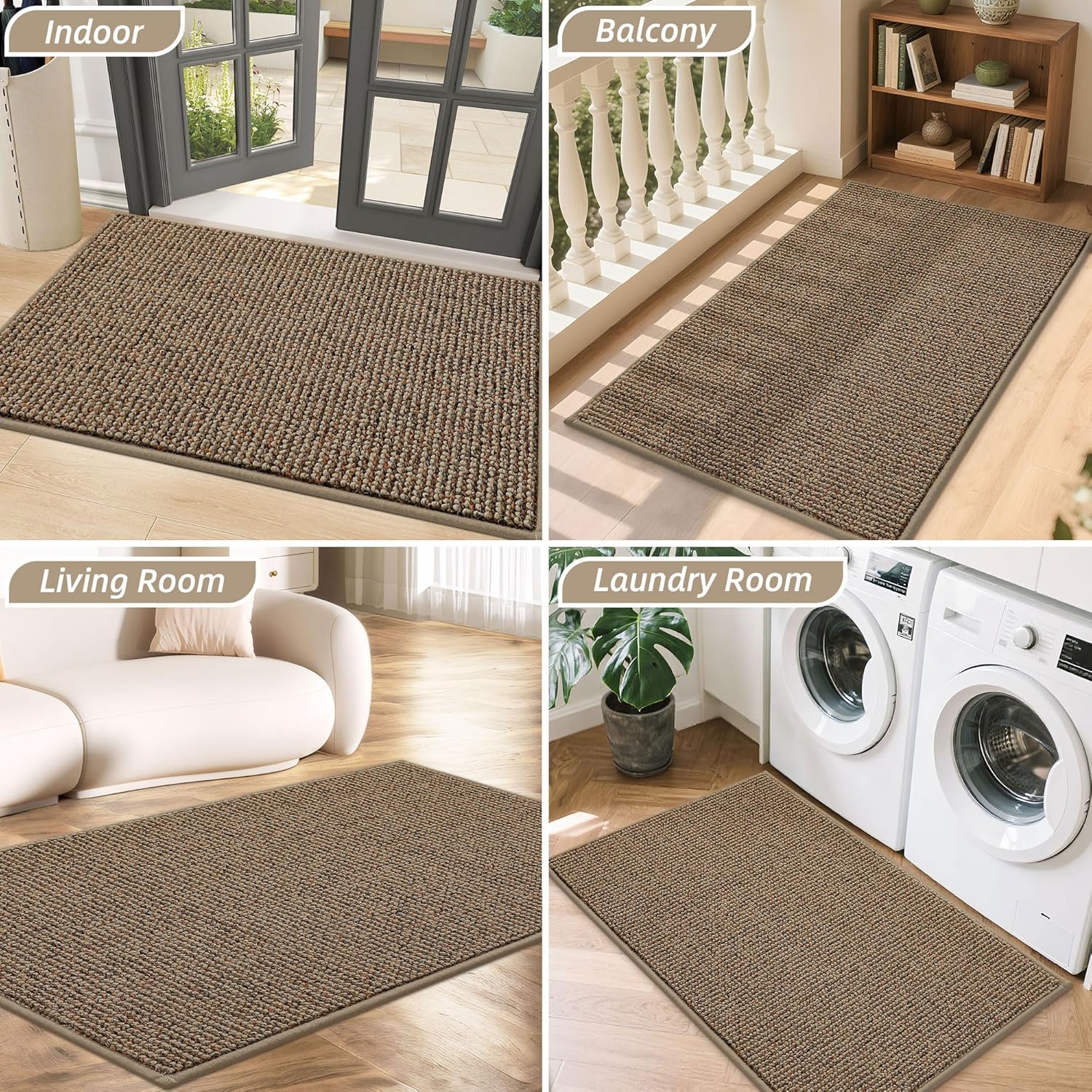 BEQHAUSE 2x3 Entryway Rug Indoor Door Mat Non-Slip Washable, Hallway Rugs Absorbent & Stain Resistant Hall Carpet Runner Rugs for Entryway, Front Door Floor Mats Laundry Room Rugs for Entry, Taupe