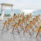 VINGLI Bamboo Folding Chair, Foldable Dining Wood Chairs Comfortable Seat for Outdoor & Indoor, Patio, Porch, Wedding, Party, Event,Brown (4 Pack)