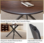 HIPIHOM 45.3 Inch Round Dining Table Set for 4, Mid Century Modern MDF Coffee Set for Dining Room Kitchen Apartment (Dark Walnut Table + 4 U-Shaped Black Chairs)