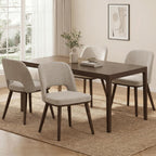 Usaint Wooden Dining Chairs Set of 4, 19.3" Modern Upholstered Fabric Side Dining Room Chair with Ergonomic Curved Backrest for Kitchen Dining Room and Restaurant, Khaki