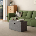 VECELO 30'' Folding Storage Ottoman Bench, End of Bed Linen Fabric Foot Rest Stool with Padded Seat, Large Footstools for Bedroom, Living Room, Load 500 lb, Grey