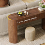 55 Inches Entryway Table with Storage, Mid-Century Console Tables with 2 Drawers, Modern Fluted Sofa Table Behind The Couch, Foyer Tables for Entryway, Couch,Livingroom Walnut