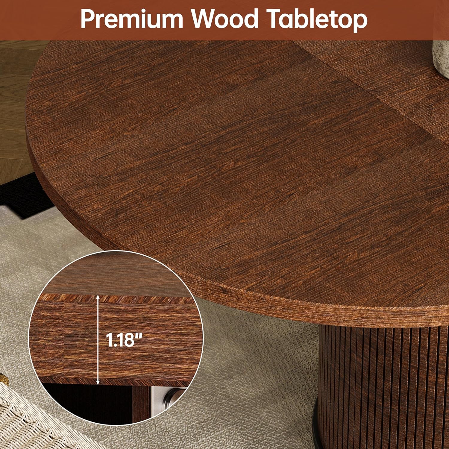 Extendable Round Dining Table for 4-8, 43in-59in Modern Wood Dining Room Table with Removable Leaves, Extendable Dinner Tables w/Heavy Duty Base for Kitchen|Living Room|Small Space, Walnut