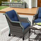 Outdoor Patio Chairs Set of 2, Wicker Patio Furniture with Thick Cushions, Curved Armrest, Deep Seating, Rattan Outdoor Chairs for Porch, Deck, Balcony